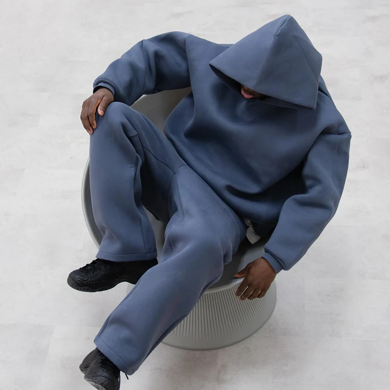 Y2k American Winter Oversized Hoodies Sweatpants Suits Men's Vintage Hip Hop Casual Elasticity Pullover Fashion Punk 2 Piece Set - Image 6