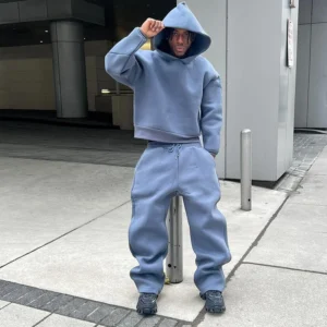 Y2k American Winter Oversized Hoodies Sweatpants Suits Men's Vintage Hip Hop Casual Elasticity Pullover Fashion Punk 2 Piece Set