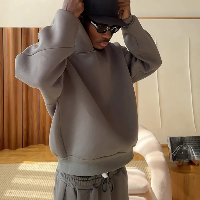 Y2k American Winter Oversized Hoodies Sweatpants Suits Men's Vintage Hip Hop Casual Elasticity Pullover Fashion Punk 2 Piece Set - Image 5